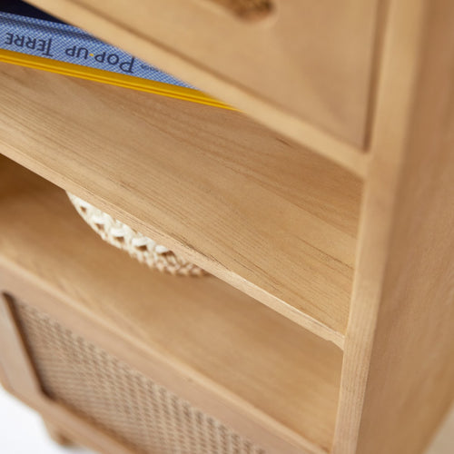 Tikamoon Hoge kinderboekenkast van iepenhout en vlechtwerk - Naturel