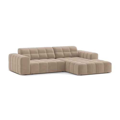 Cosmopolitan Design - Rechter hoekbank Chicago 3-zits, flueel beige - 167x234x78cm