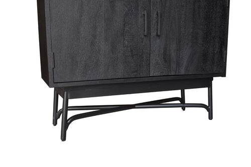 Giga Meubel Vitrinekast Romee - Mangohout - Zwart - 100x38x220cm - vtwonen shop