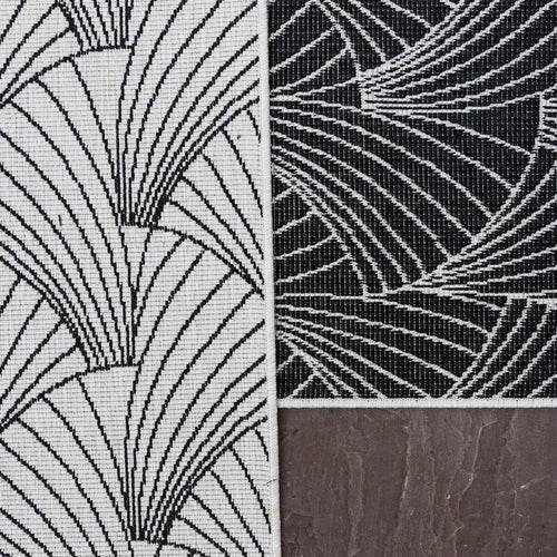 Interieur05 Buitenkleed Deco zwart/wit dubbelzijdig - 160 x 230 cm