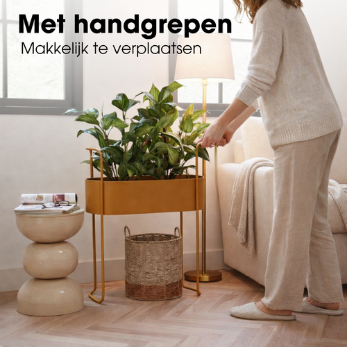 Mica Decorations Moritz Plantenstandaard – Plantenpot voor Bloemen en Kamerplanten – Bloempotten voor Binnen – 55 x 24 x 65 cm – IJzer – Bruin