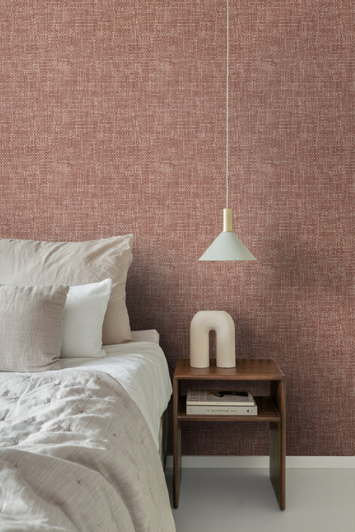 Origin Wallcoverings behang geweven linnenstructuur terracotta - 50 x 900 cm - 348050