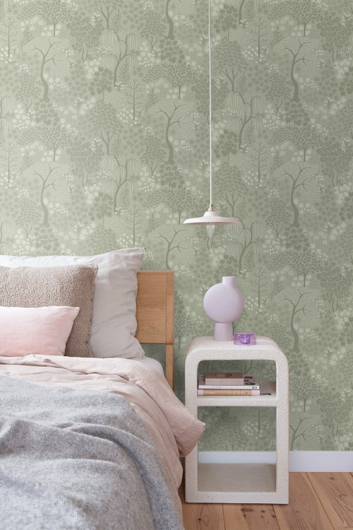 ESTAhome behang bomen en bloemen groen - 50 x 900 cm - 131646 - vtwonen shop