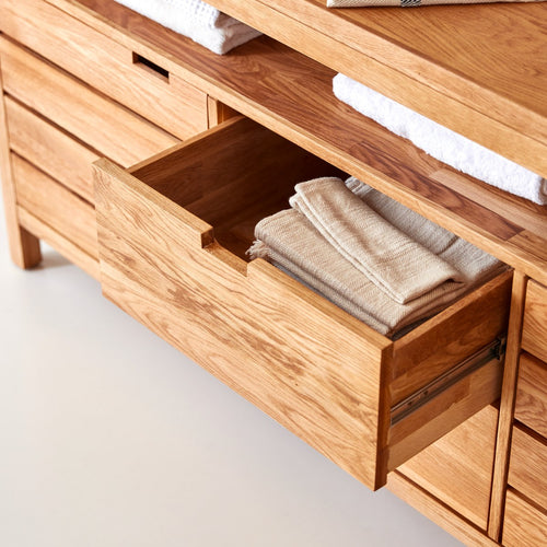 Tikamoon Massief eikenhouten badmeubel 165 cm - Naturel