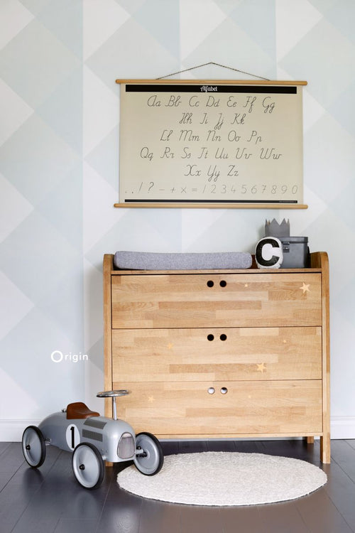 Origin Wallcoverings behang grote grafische driehoek mat wit en mintgroen - 53 cm x 10.05 m - 347497 - vtwonen shop