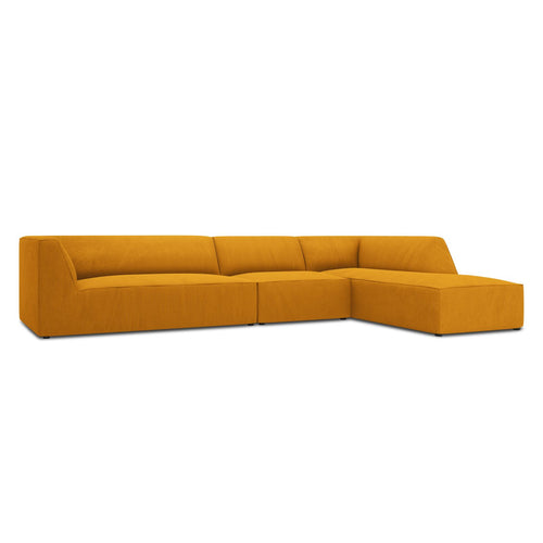 Cosmopolitan Design - Modulaire hoekbank rechts Siena 5-zits, ribfluwelen geel - 180x366x69cm