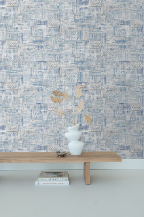 Sanders & Sanders behang grafisch motief blauw - 53 cm x 10,05 m - 640753