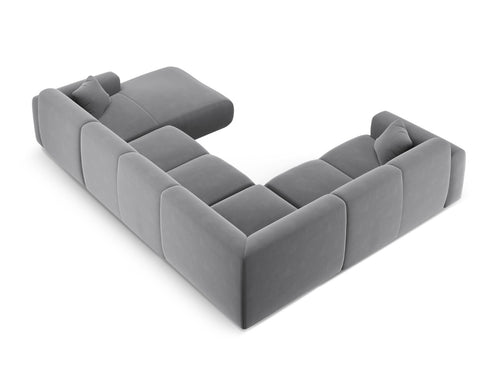 Cosmopolitan Design Panoramische hoekbank links Nolio 6-zits, flueel lichtgrijs - 252x342x72cm