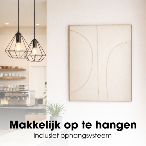Mica Decorations Wanddecoratie - Wandpaneel Abstracte Kunst 100 x 80 x 3,5 cm - Woondecoratie voor Woonkamer of Slaapkamer - Beige