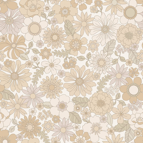 ESTAhome behang retro bloemen licht crème beige - 50 x 900 cm - 131245 - vtwonen shop