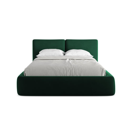 LaMiaSofa Bed met opbergruimte Milano - velours - flessengroen - 160x228x82