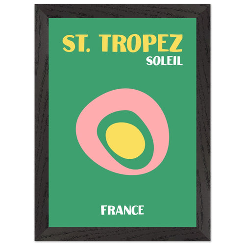 Artfulprints Poster met Lijst Frankrijk - St. Tropez   - A4 21x29.7 cm - Groen