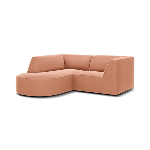 Cosmopolitan Design - Modulaire hoekbank links Siena 3-zits, flueel roze - 180x186x69cm