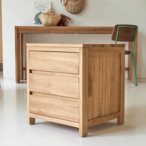 Tikamoon Kinderbureau van massief teak met opbergkastje - Naturel - vtwonen shop