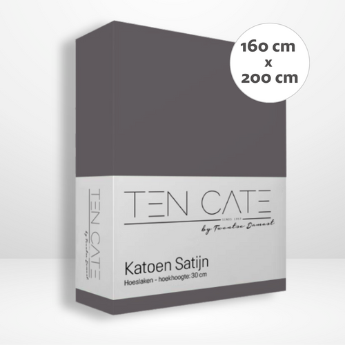 Ten Cate hoeslaken - 100% katoensatijn - 160x200 - antraciet