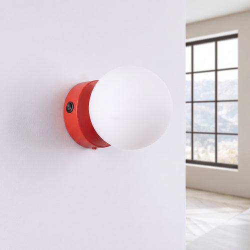 Sollux Lighting Wandlamp YOLI 1 rood met schakelaar - 12x14x12cm