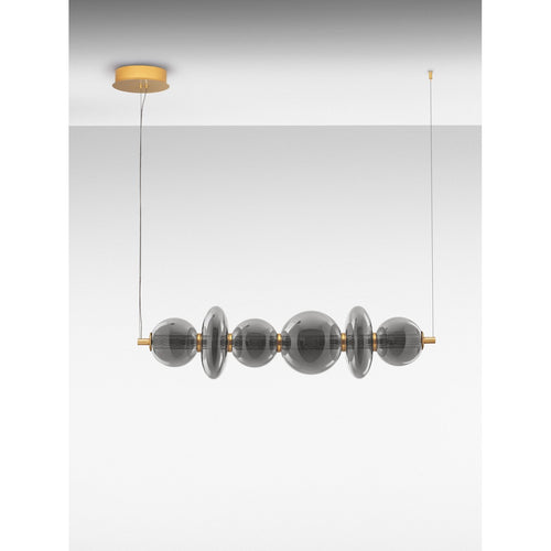 Nova Luce NAVI Hanglamp voor aan het plafond, messing goud, rookgrijs, Triac dimbare LED 29W 3472lm 3000K