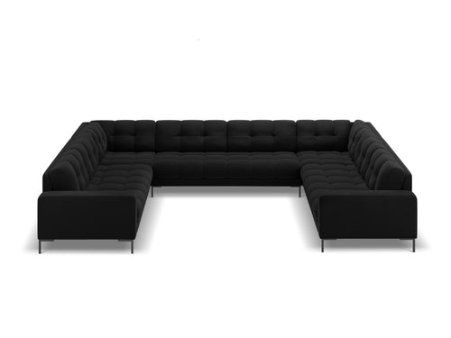 Cosmopolitan Design Panoramische bank Bali 9-zits, flueel, zwart - 256x327x75cm