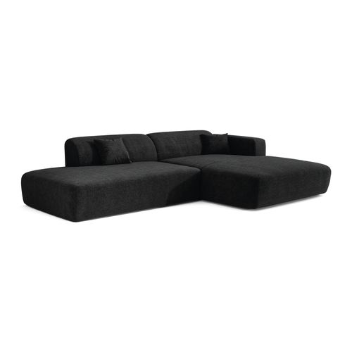 Sia Home - Rechte hoekbanken MYRA - Fluweel met patroon - Donker antraciet - 300cm - vtwonen shop