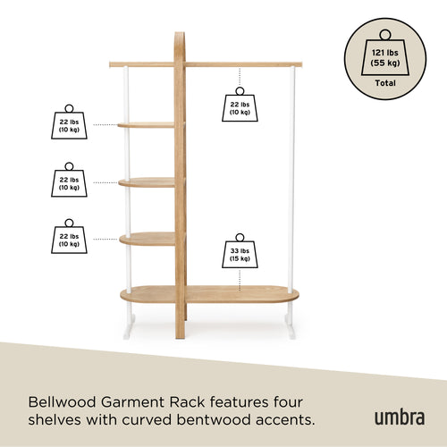 Umbra kledingrek Bellwood - 106 x 39 x 167 cm - Wit/naturel
