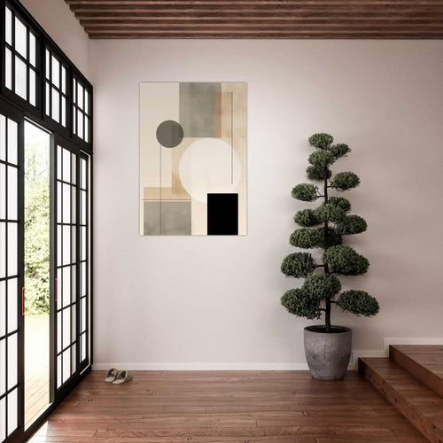 Artfulprints Poster met Lijst Japandi abstract   - 50x70 cm - Taupe