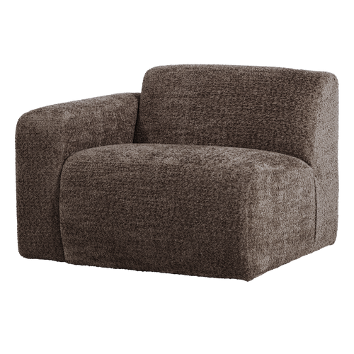 WOOOD 1-zits bank arm links Mojo Base - Wollig - Bruin - 74x105x97