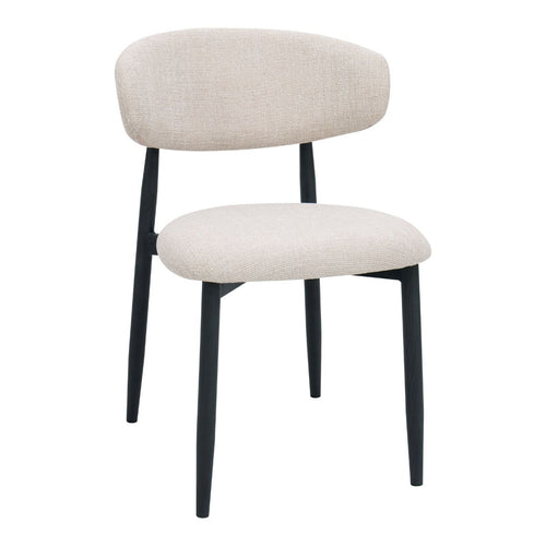 Giga Meubel Eetkamerstoel Alexia - Beige/Zwart - 52x56x77cm - Set van 2