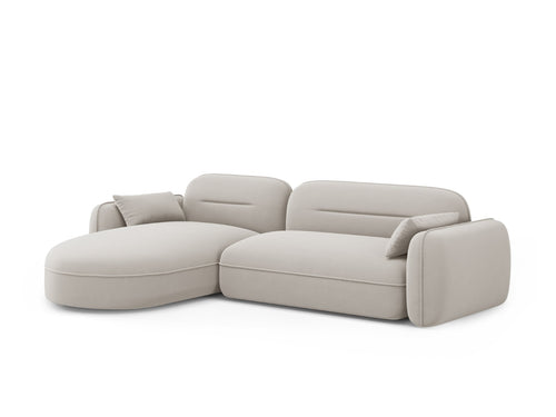 Cosmopolitan Design Modulaire hoekbank links Sydney 4-zits, flueel, lichtbeige - 165x275x70cm