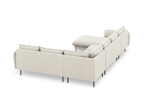Cosmopolitan Design Panoramische hoekbank rechts Vienna 7-zits, structurele stof, lichtbeige - 235x330x95cm