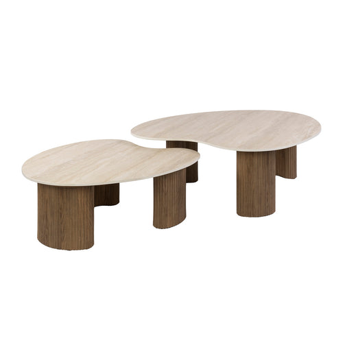 Giga Living Salontafel Ceramo Aperto - Organisch Travertin - Set Van 2