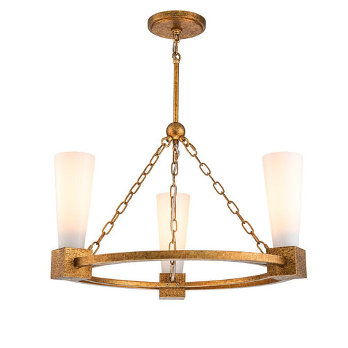 Zylindrische Pendelleuchte, modernes Antik-Gold, 3 x E27