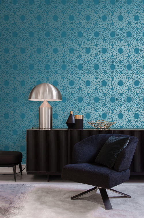 Origin Wallcoverings behang grafische vorm petrolblauw - 53 cm x 10,05 m - 345936 - vtwonen shop