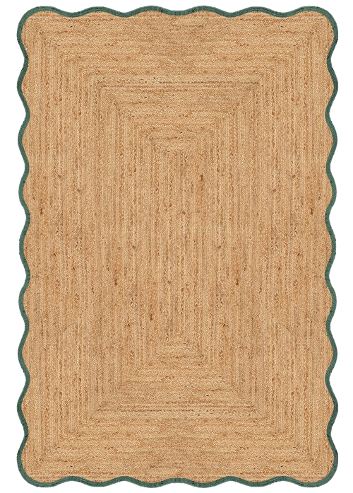 Mrcarpet Jute vloerkleed scallop wafelstructuur naturel/groen 160x230 cm - vtwonen shop