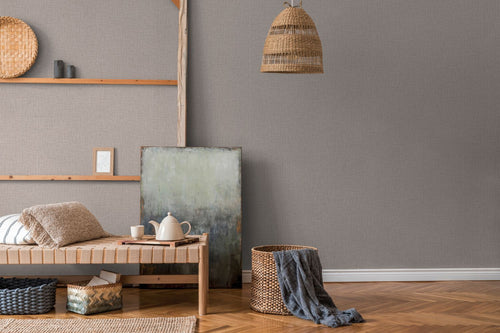Livingwalls behang linnenstructuur licht taupe - 53 cm x 10.05 m - AS-379531