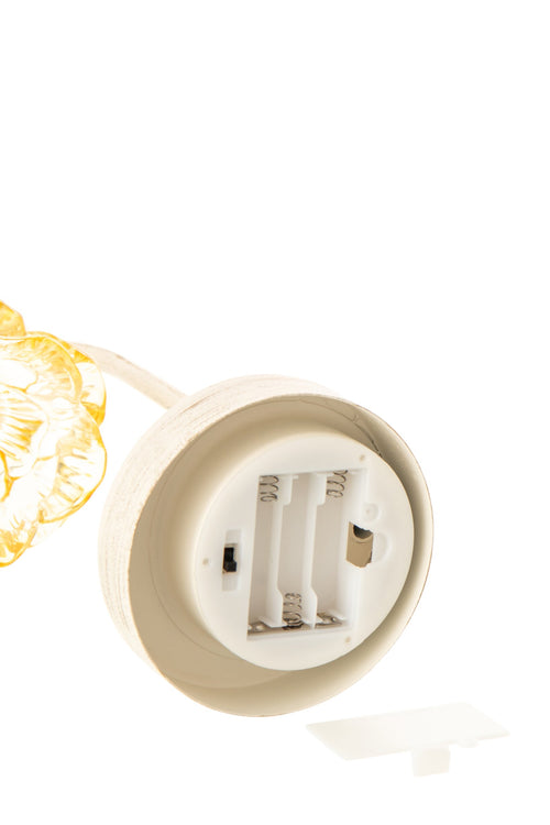 J-Line lamp Bloem - ijzer/glas - geel/wit - small - LED lichtjes