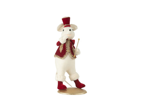 J-Line figuur Muis Majorette Staand - polyfoam/textiel - rood/goud