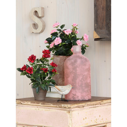 Mica Decorations Rozenstruik Kunstplant in Bloempot Stan - H33 x Ø25 cm - Rood