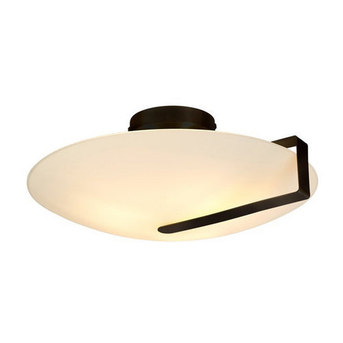 Searchlight Sundial Plafondlamp met inbouwspot - Zwart metaal en matglas