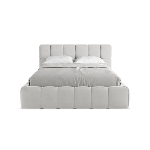 LaMiaSofa Bed met opbergruimte Roma - velours - zilver - 160x228x82