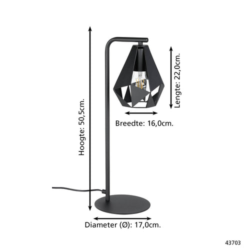 EGLO tafellamp Carlton 5 - e27 - 50,5 cm - zwart - vtwonen shop