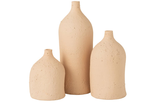 J-Line vaas Enya Fles - keramiek - beige - large - 40 cm hoog
