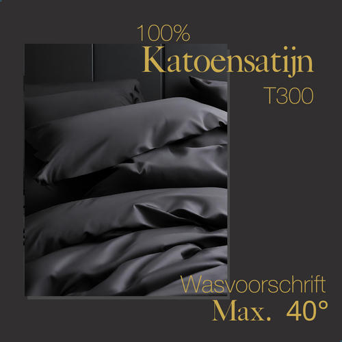 100% Katoen Satijnen Dekbedovertrekset - Antraciet - vtwonen shop
