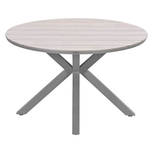 Edison tafel rond - 122 cm - taupe - light teak Vironwood - vtwonen shop