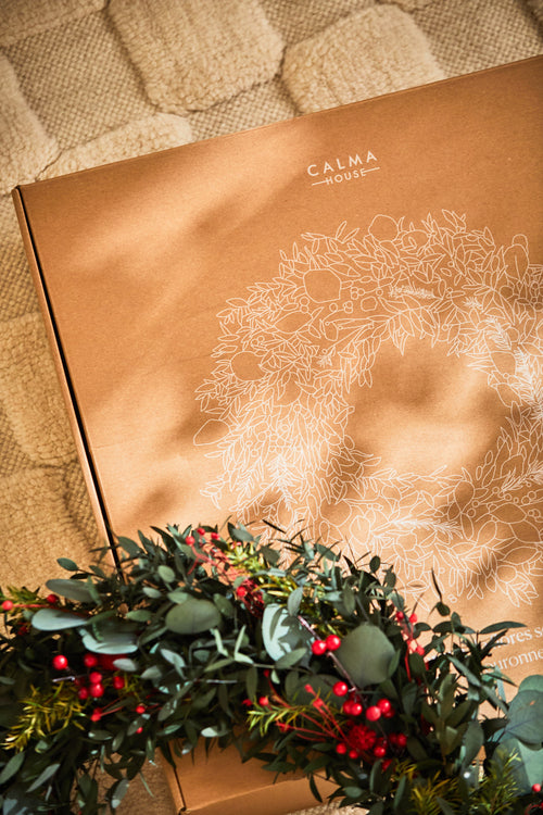 Calma House Krans van gedroogde groene bloemen Bel - Groen - Diam. 55