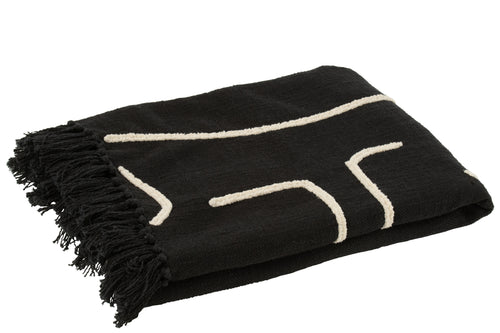 J-Line plaid Strepen/Bogen - katoen - zwart/wit - 180 x 130 cm - vtwonen shop