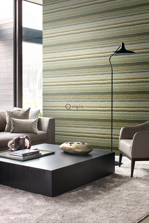 Origin Wallcoverings behang gelaagd marmer steen okergeel - 53 cm x 10,05 m - 337233 - vtwonen shop