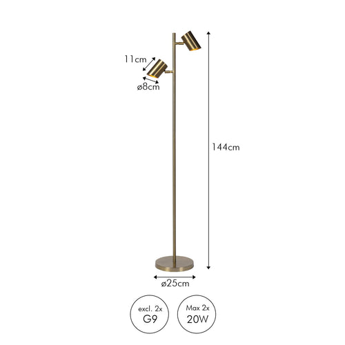 Atmooz vloerlamp Kisoro - antiek messing - Ø 33 x H 144 cm - G9