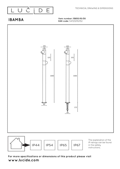 Lucide sokkellamp IBAMBA - Geïntegreerde LED - Zwart - vtwonen shop