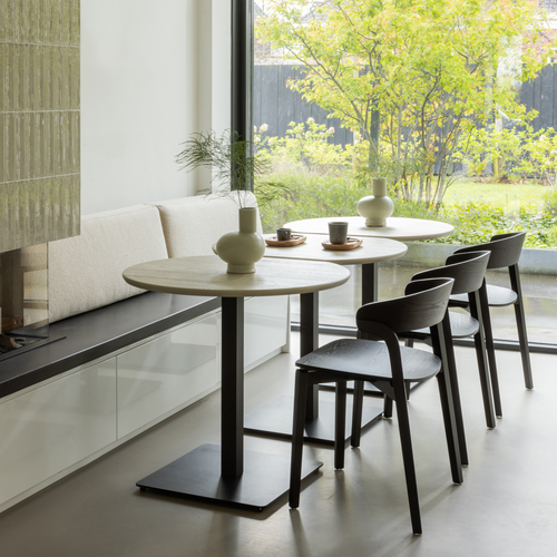 WOOOD bistro tafel tussenstuk vingerlas Tablo - Eiken - Dakargrau - 80x68