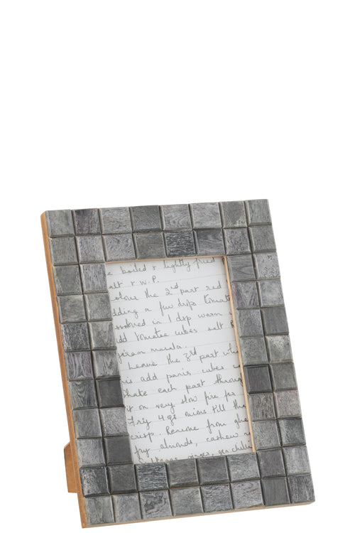 J-Line fotolijst Patroon Vierkant - hout/hoorn - grijs - small